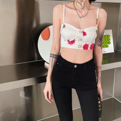 Fashion 2021SS Summer New Women Flower Prints Short Vest Female Sexy Camis Tank Tops Ddxgz2 5.05