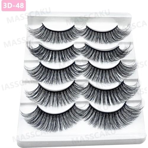 MASSCAKU 5pairs 3D Faux Mink Eyelashes False Wispy Thick Lashes Handmade Soft Eye Makeup eyelashes Extension Tools