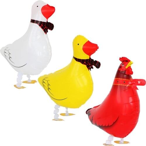 Farm Animals Balloon Set Supplies White Giant Yellow Duck Red Cock Walking Helium Ballon Birthday Kid Party Decoration