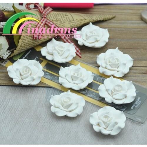 38mm Hand Made Pure White Polymer Clay Rose Flower,Resin Flower,Decoration Flower,embelishments Supplies