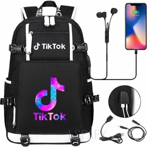 TIK TOK Laptop Backpack External USB Charge Computer Backpacks Capacity Waterproof School Bag for Teenage Girls Boys
