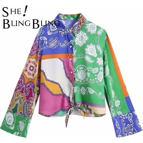 SheBlingBling Summer Casual Shirts Fashion Tie Detail Turn Down Collar Wrist Sleeve Buttons Women Loose Blouses Female Tops