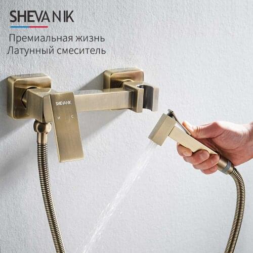 Shevanik brass sanitary shower, wall mounted bidet shower, chrome plated toilet shower, hot and cold water shower s137q