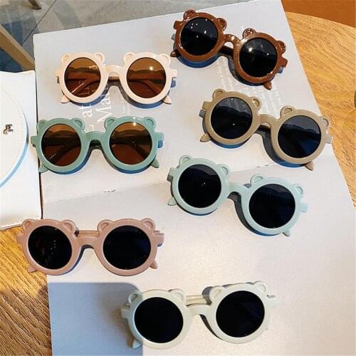 Lovely Bear Kids Sunglasses Childrens Fashion Round Frame Sunglasses UV Protection Cute Cartoon For Boys Girls Gift