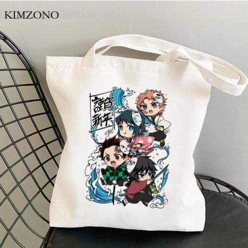 Demon Slayer Kimetsu No Yaiba shopping bag handbag bolsa jute bag shopping bolso canvas bag woven ecobag cabas