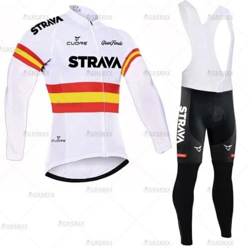 STRAVA Cycling Jersey Set 2021 Autumn Long Sleeve Bicycle Clothing Bike Team Racing Clothes Breathable MTB Road Bike Sportswear