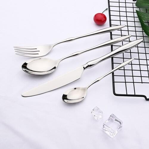 High Grade Mirror Silver Cutlery Set Flatware 18/10 Stainless Steel Kitchen Dinnerware Knife Fork Spoon Teaspoon Silverware