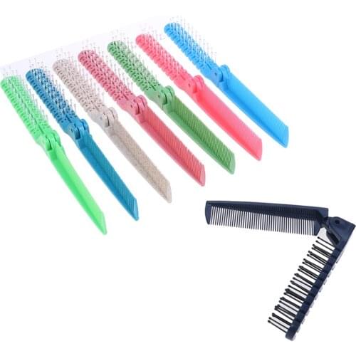 Women Travel Double Headed Toothed Foldable Hair Comb Portable DIY Hair Beauty Plastic Comb Massage Brush Hairdressing Tools