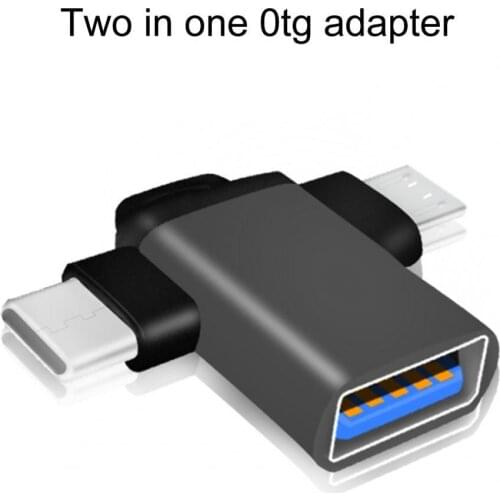 1pc 2-in-1 Type-C Micro USB OTG Adapter Data Transmission Converter for Tablet Smartphone Laptop