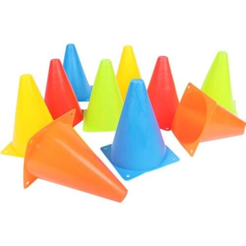 10pcs Soccer Traffic Cone Training Barrier for Football Road Way Cones Bright Color Flat Training Tool Roller Pile Springback