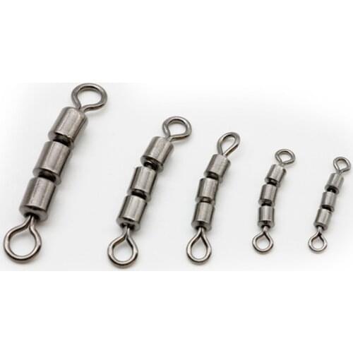 10pcs Bearing Safe Fishing Swivels Stainless Steel Rolling Triple Portable Corrosion Resistant Lightweight Quick Connect