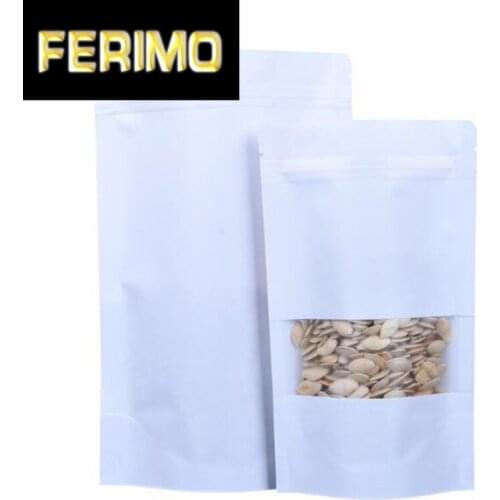 10x15cm small zipper Coffee Seeds packaging bags Sweets Ziplock Seal Kraft Paper Bag white Window white Stand Up Sealable Pouch