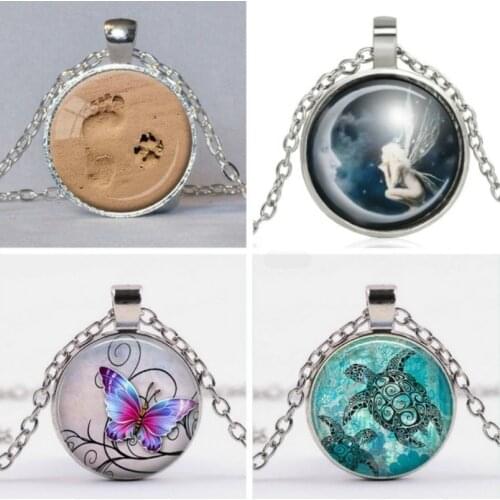 2021 The New Women Necklace Elf Angel Necklaces Time Moon Angel Footprint Butterfly Owl Dragonfly Tortoise Pendant Necklace