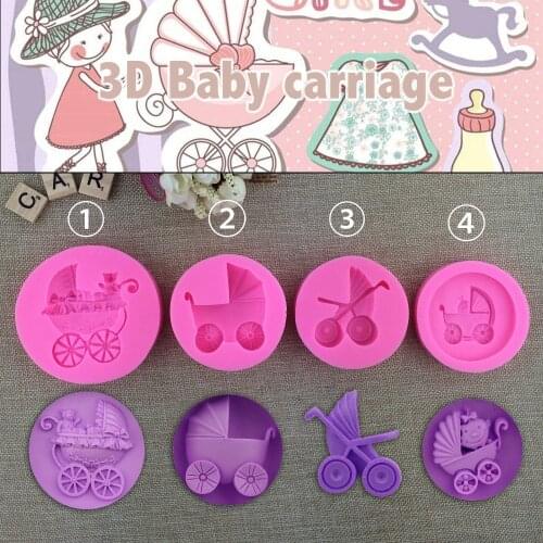4kind Baby carriage shape DIY Fondant Cake Decorating Tools Cupcake Chocolate Silicone Molds Kitchen Baking Moulds