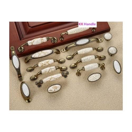 5 pcs Antique Furniture Handles Marble Vein Knobs and Handles Ceramic Handles for Kitchen Cupboards Cabinet Door knobs Drawer