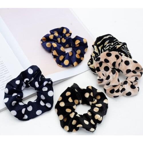 Leopard Polka Dots Velvet Scrunchie Women Lady Girls Elastic Hair Rubber Bands Tie Hair Ring Rope Ponytail Holder Accessories