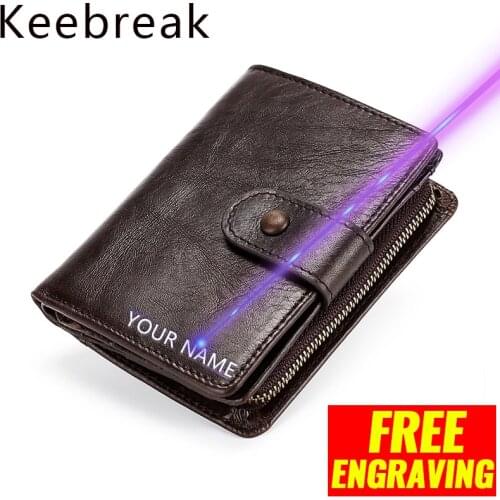 Free Engraving 100% Genuine Leather Men Wallet Coin Purse Small Mini Card Holder Gifts PORTFOLIO Portomonee Male Walet Pocket