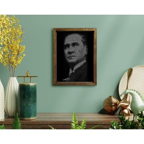 BK Home Ataturk Design Natural Solid Wood Framed Tablo-11