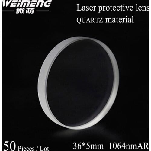 Weimeng brand factory directly supply 50 pieces/bag 36*5mm quartz material fiber laser protective /window lens for laser machine