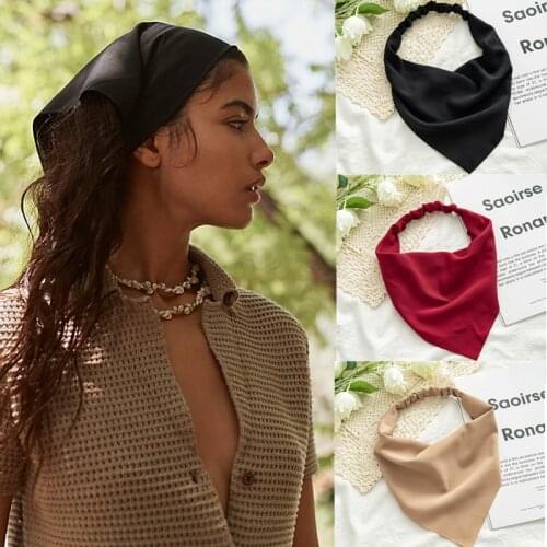 CYFJFC Woman Solid Chiffon Head Scarf Women Summer Triangle Bandanas Hair Accessories Women Headwrap Turban Ladies Ornaments