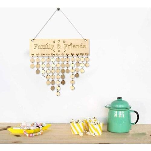 Wooden Birthday Calendar Board DIY Family Friends Birthday Sign Special Dates Planner Board for Home Hanging Decor Gift