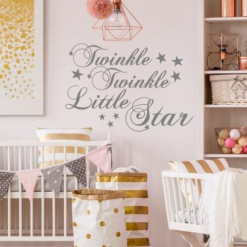 Nursery Quote Wall Decal stars Decals Little Star Nursery Wall Sticker Kids Baby Bedroom Decor DIY Adhesive Vinyl Words C932
