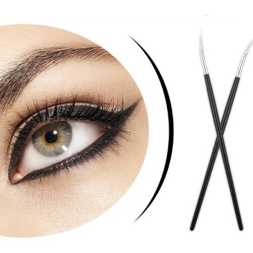 Eco-Friendly Makeup Brush Black Ultra Fine Thin Tip Bent Eyeliner with Synthetic Bristles, Applying Gel Cream Liquid Eye Liner