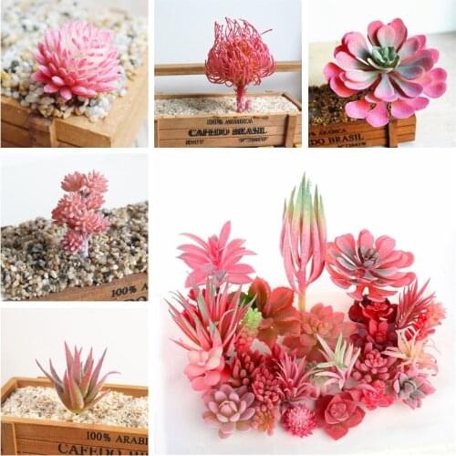 39Styles Red Flocked Artificial Succulents Plants Home Bedroom Living Room Bathroom Christmas Party Decor Fake Plants Bonsai