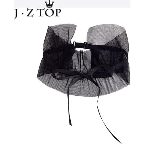 JZTOP Fashion Black White Lace Choker Necklace Bow Knot Ribbon Necklace For Woman Exaggeration Punk Collier Jewelry Gift