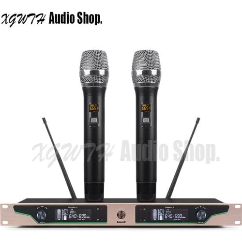 Classic Black Handheld Wireless DJ Karaoke Microphone Dynamic Cardioid Mic System for DJ Stage Sing Speech Meeting