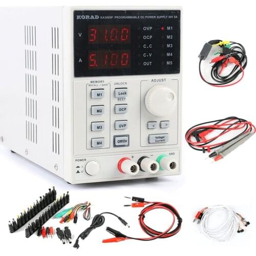 KORAD KA3005P Precision Lab Adjustable Digital Programmable DC Power Supply 30V 5A USB RS232 + 39pcs Laptop AC DC Jack Adapter