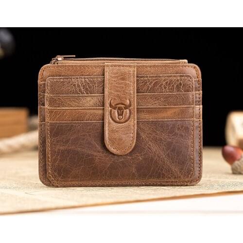 BULLCAPTAIN Men Wallet Business Card Holder leather pickup package bus card holder Slim leather multi-card-bit 01