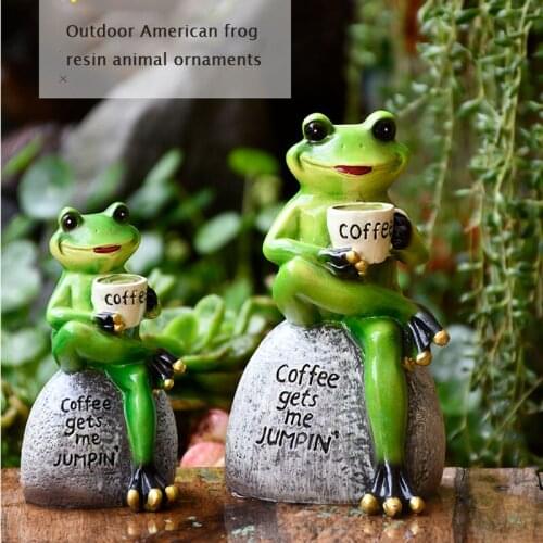 Creative Outdoor American Frog Resin Animal Ornaments Garden Villa Figurines Courtyard Home Decoration Landscaping Gardening