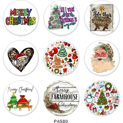 Merry Christmas Santa Claus 12mm/18mm/20mm/25mm/30mm Round glass cabochon flat back Making findings snap button jewelry P4580