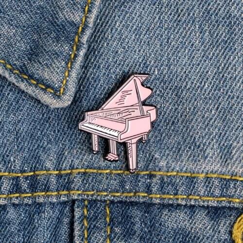 Little Princess Pink Piano Enamel Pins Cartoon Music Equipment Brooches Badges Bag Clothes Lapel Pins Jewelry Gifts For Friends