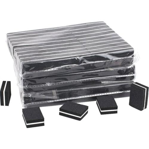 100Pcs Double-sided Mini Nail Files Black Sponge Buffer Blocks 100/180 Polishing Sanding Buffers Strips Polisher Manicure Tools