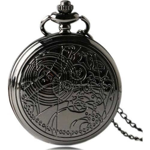 Fashion Black Case Pocket Watch High Quality Necklace Watch Gift For Children
