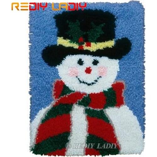 Latch Hook Kits Make Your Own Rug Snow Boy Hat Tapestry Crochet Cushion Mat DIY Carpet Rug Pre-Printed Canvas Hobby & Crafts