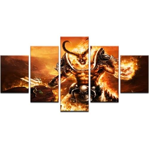 Wall Art Pictures Room Home Decor Frame 5 Pieces World Of Warcraft Canvas Painting HD Printed Abstract Game Devil Boss Posters