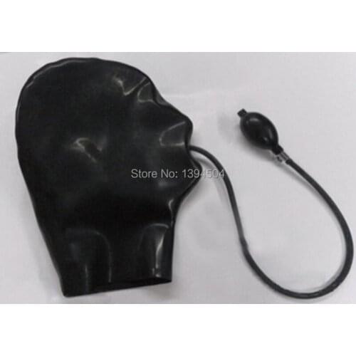 2018 New Rushed Hot Sale Sexy unisex handmade Latex Hoods exotic Mask With Back Zipper Inflatable gag Free Shipping XS-XXL