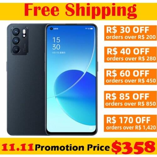 New Original Official OPPO Reno 6 5G Smart Phone 6.43inch Dimensity 900 Octa Core 64MP Rear Camera 65W Super Charge 4300Mah