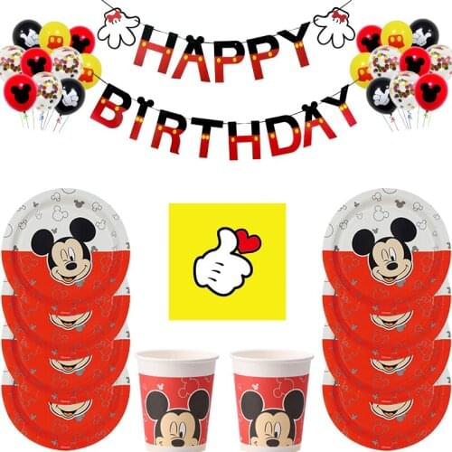 Disney Mickey Minnie birthday party disposable tableware tablecloth children birthday party decoration dinner set