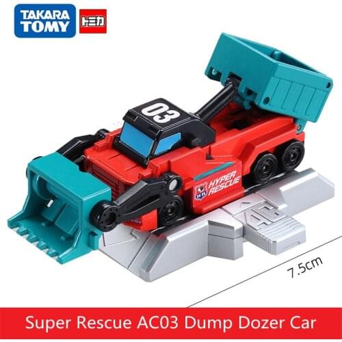 Original Tomy Mini Super Rescue Ac03 Dump Dozer Car Model Alloy Metal Diecast Miniature Model Kit Gift Collectibles Toys 129950