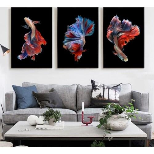 Nordic Simple Colorful Fish Posters and Prints Wall Art Print Canvas Painting Home Decor Picture for Living Room Minimalist Y49