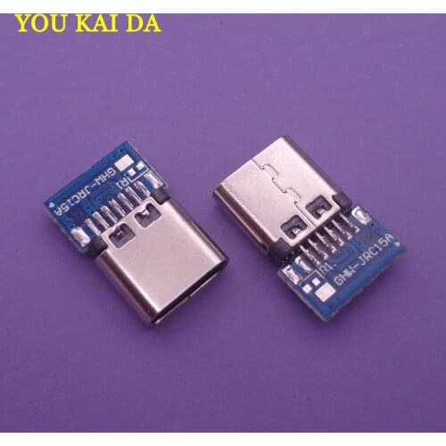 1pcs Micro USB 3.1 Type C Connector 14P 14 Pin Female Socket receptacle Through Holes PCB 180 Vertical Shield USB-C