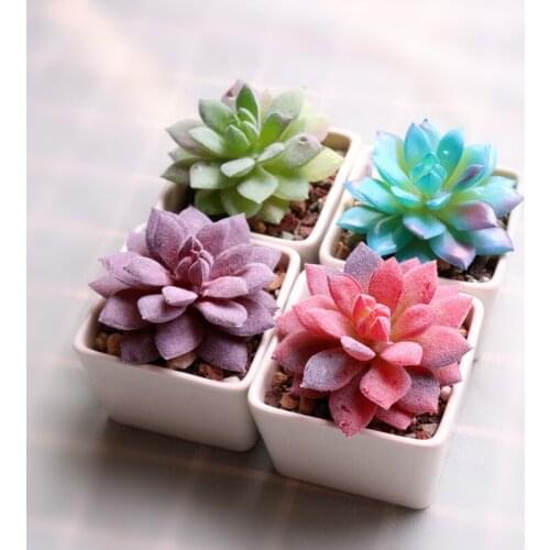 Various Artificial Succulent Plants Lotus Landscape Decorative Flower Mini Green Fake Succulents Plant Garden Arrangement Decor