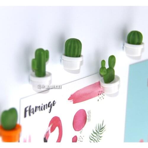 Garden home decoration refrigerator side decoration green plant cactus potted refrigerator sticker message magnetic stickers