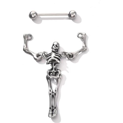 1pcs Skeleton Earrings Jewelry Punk Personality Metal Stud Earring Ear Clip Earrings for Women Gift Pendientes Ear Cuff Caught