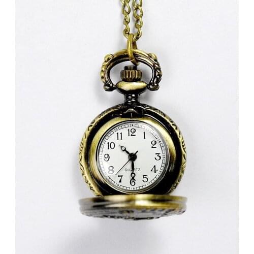 Trend retro black crown pocket watch hollow back personality fashion pocket watch trend pocket watch with necklace
