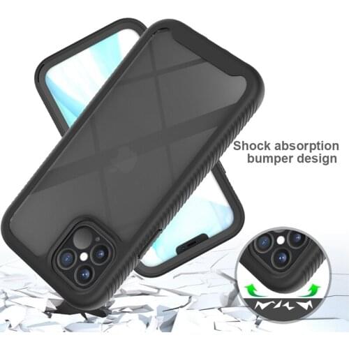 Tfshining Shockproof Armor Phone Case For iPhone 12 11Pro X XR XS Max 6 7 8 Plus Clear TPU+PC 2 in 1 Full Protection Back Cover